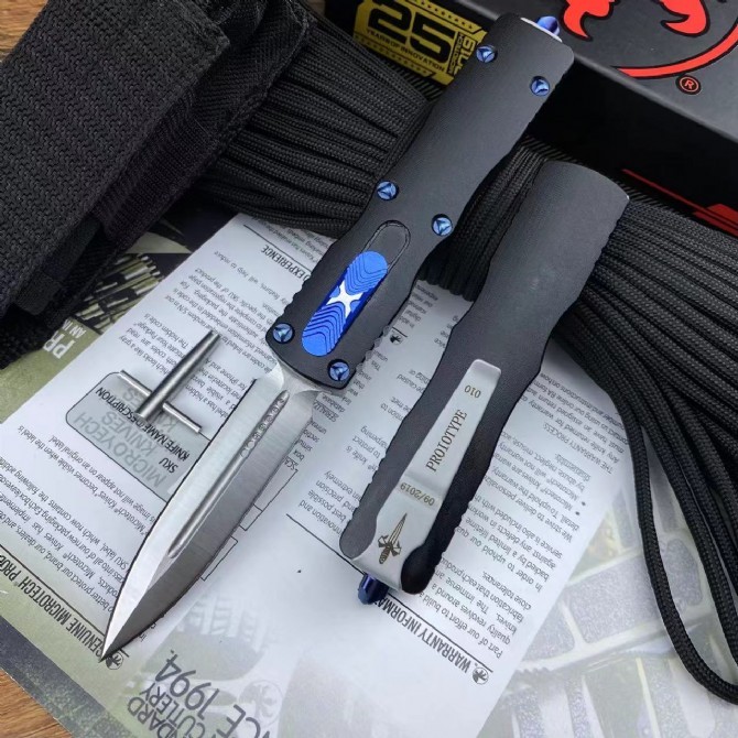 MT 225-10 Dirac III AUTO OTF Knife 2.76" Double Edge D2 Blade, Aviation Aluminum Handles