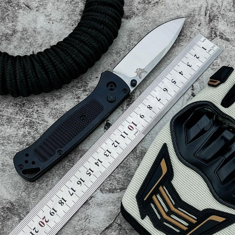 BM 535 Auto Folding Knife 3.19" D2 Plain Blade, Machined Aluminum Handles
