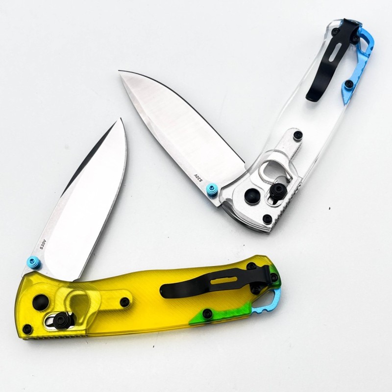BM 535-1 Bugout AXIS Folding Knife 3.15" D2 Satin Plain Blade, PEI Handles