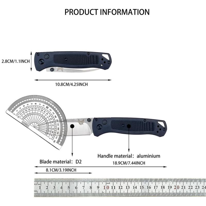 BM 535 Auto Folding Knife 3.19" D2 Plain Blade, Machined Aluminum Handles