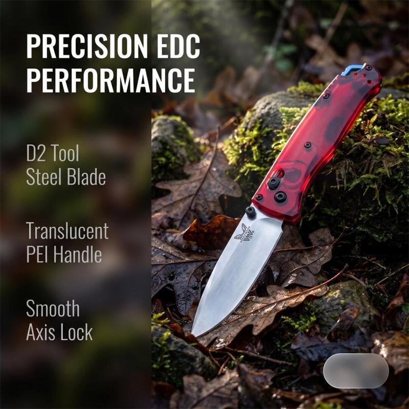BM 535-1 Bugout AXIS Folding Knife 3.15" D2 Satin Plain Blade, PEI Handles