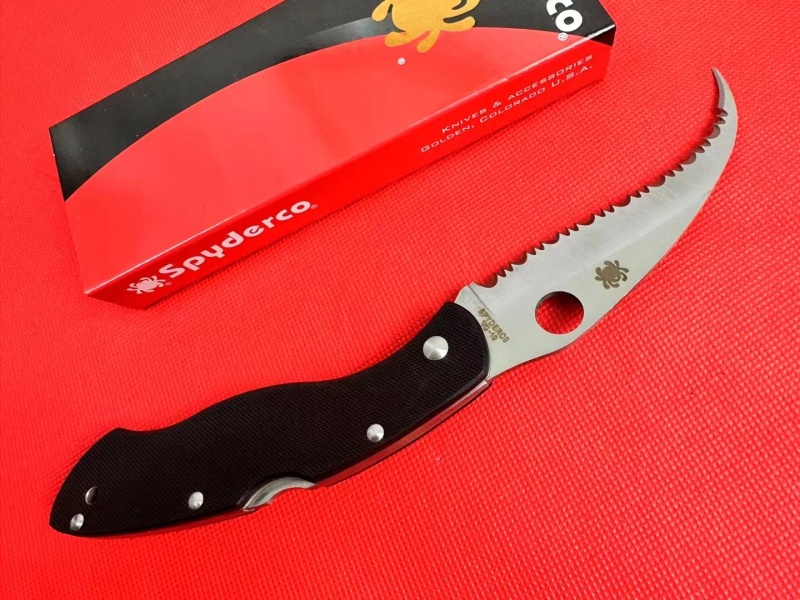 Spy C12 Civilian Folding Knife 4.13" 9Cr18 Serrated Blade, G10 Handles, Lockback - C12GS