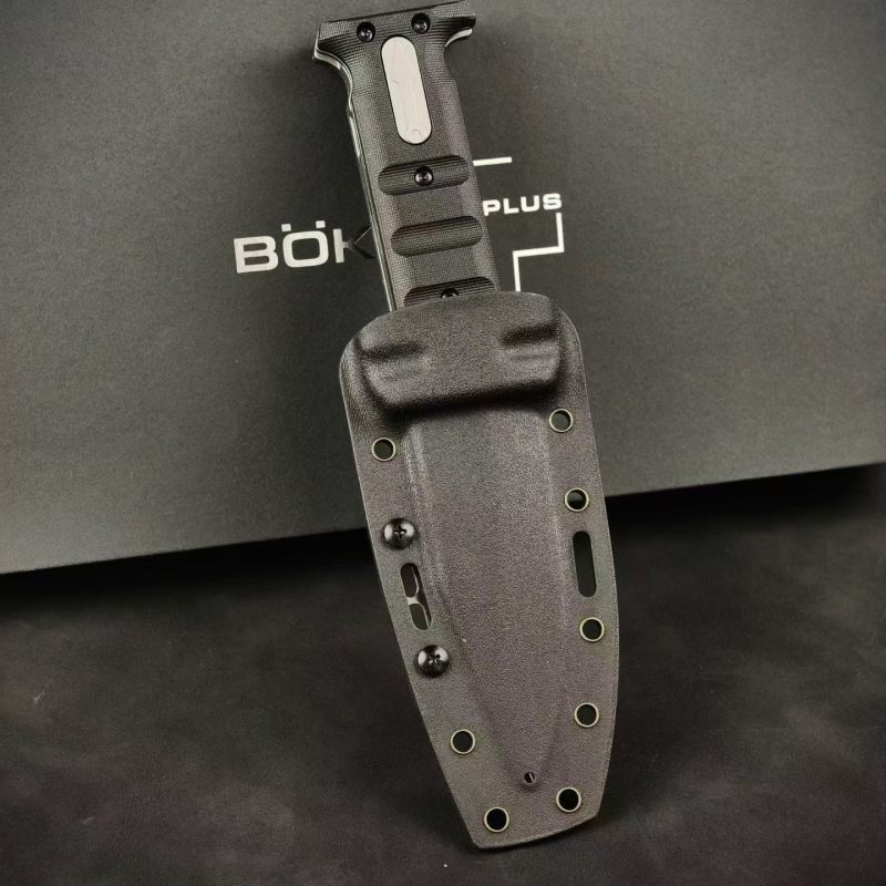 Boker Plus Extension Knife, D2 Stonewashed Variable Length Recurve Blade, TPE Handles, Kydex Sheath
