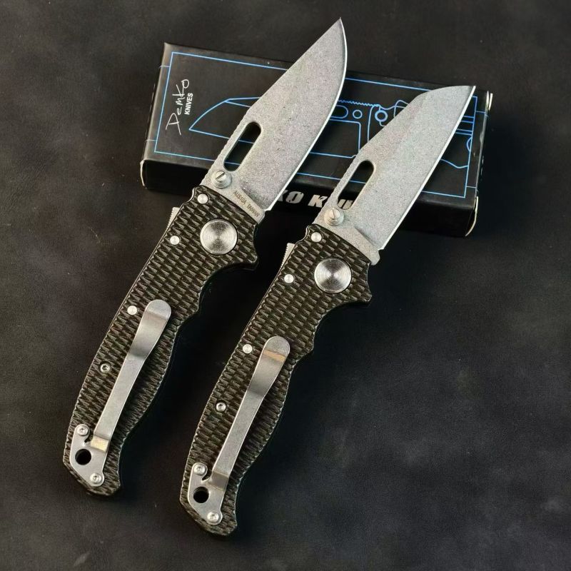 Demko AD20 Shark Lock Folding Knife 2.76" D2 Clip Point Blade, Nylon Fiber Handles