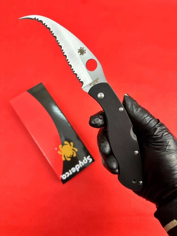 Spy C12 Civilian Folding Knife 4.13" 9Cr18 Serrated Blade, G10 Handles, Lockback - C12GS