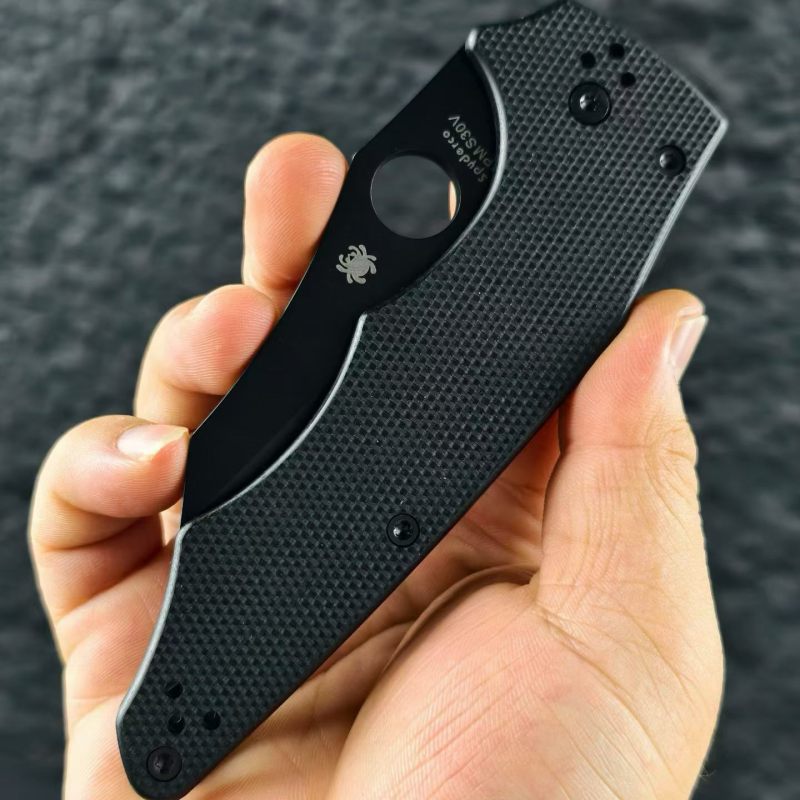 Spy C253 YoJumbo Folding Knife 3.82" S30V Satin Plain Blade, G10 Handles, Compression Lock - C253GP