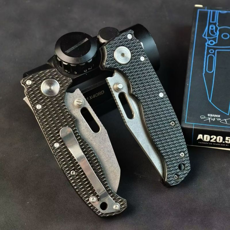 Demko AD20 Shark Lock Folding Knife 2.76" D2 Clip Point Blade, Nylon Fiber Handles