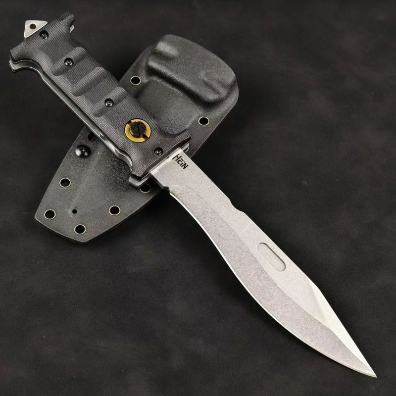 Boker Plus Extension Knife, D2 Stonewashed Variable Length Recurve Blade, TPE Handles, Kydex Sheath