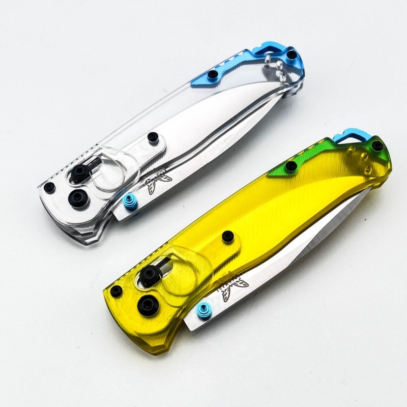BM 535-1 Bugout AXIS Folding Knife 3.15" D2 Satin Plain Blade, PEI Handles