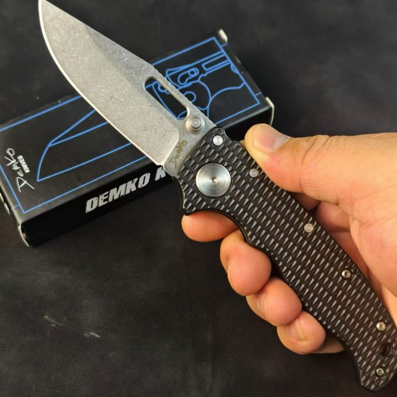 Demko AD20 Shark Lock Folding Knife 2.76" D2 Clip Point Blade, Nylon Fiber Handles