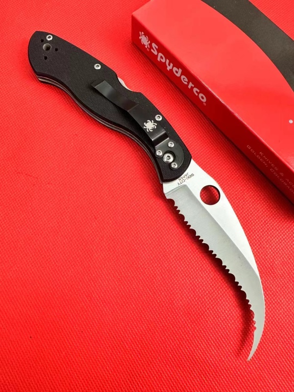 Spy C12 Civilian Folding Knife 4.13" 9Cr18 Serrated Blade, G10 Handles, Lockback - C12GS