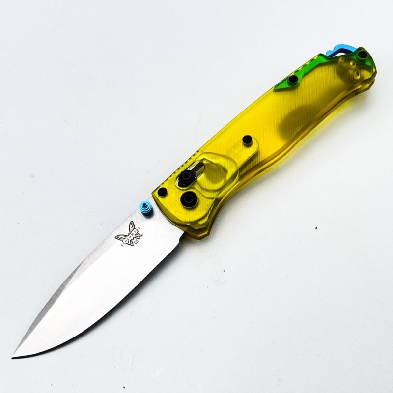 BM 535-1 Bugout AXIS Folding Knife 3.15" D2 Satin Plain Blade, PEI Handles