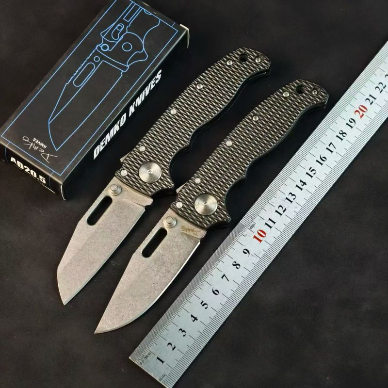 Demko AD20 Shark Lock Folding Knife 2.76" D2 Clip Point Blade, Nylon Fiber Handles