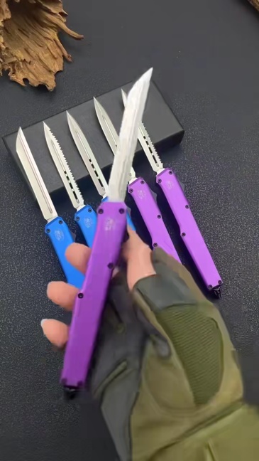 Fat Dragon AUTO OTF Knife 3.46" D2 Satin Blade, Aluminum Alloy Handles