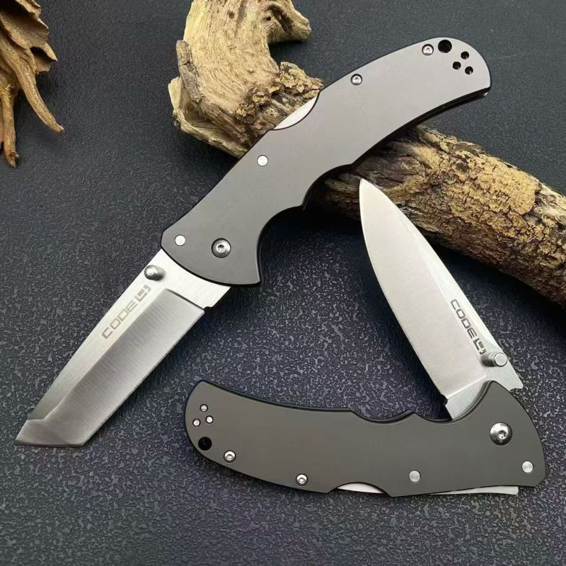 Cold Steel 58PS/58PT Code 4 Spear Point Folding Knife 3.35" S35VN Satin Plain Blade, Aluminum Handles, Lockback