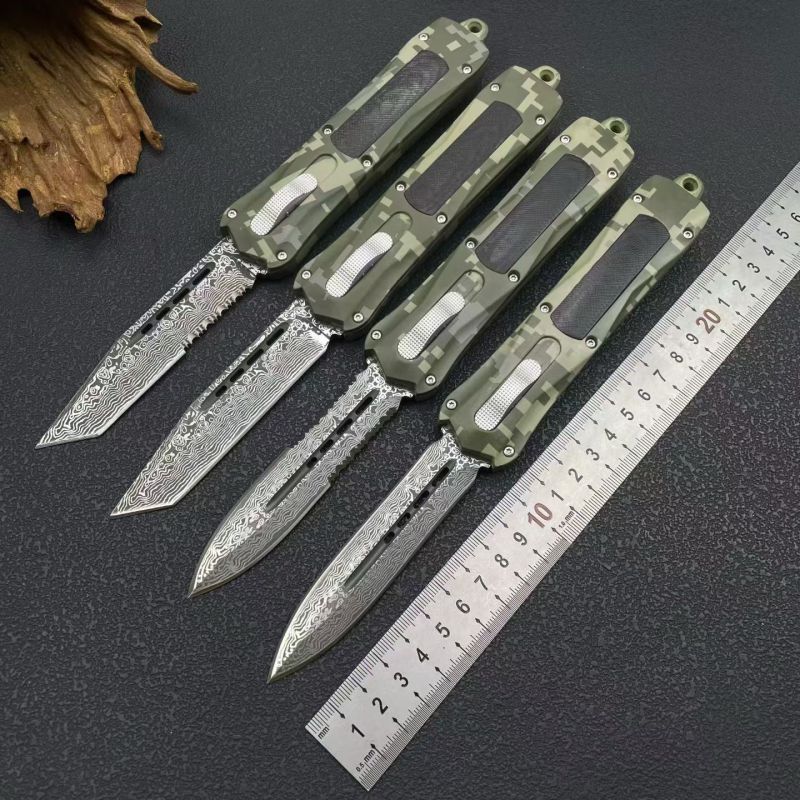 MT A163 Camo Combat Troodon AUTO OTF Knife 3.54" 8Cr14 Blade, Zinc Alloy Handles