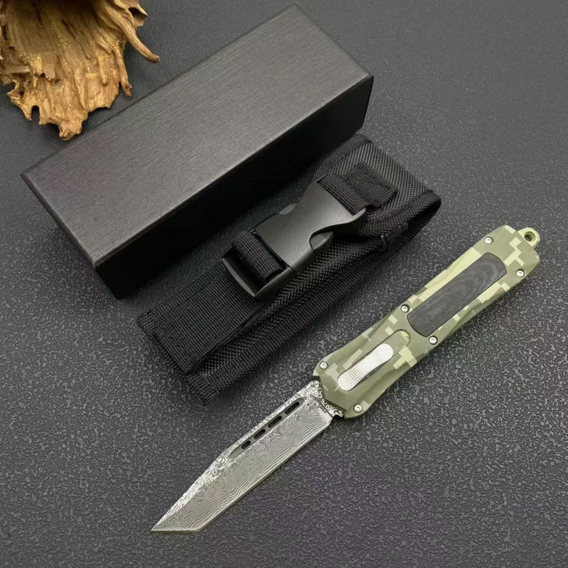 MT A163 Camo Combat Troodon AUTO OTF Knife 3.54" 8Cr14 Blade, Zinc Alloy Handles