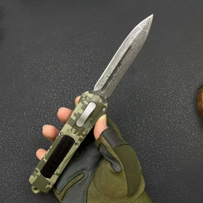 MT A163 Camo Combat Troodon AUTO OTF Knife 3.54" 8Cr14 Blade, Zinc Alloy Handles