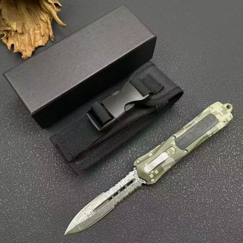 MT A163 Camo Combat Troodon AUTO OTF Knife 3.54" 8Cr14 Blade, Zinc Alloy Handles