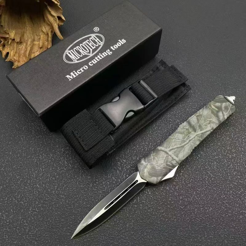 MT Combat Troodon Camo A07 AUTO OTF Knife 3.54" 440 Dagger Blade, Zinc Aluminum Alloy Handles