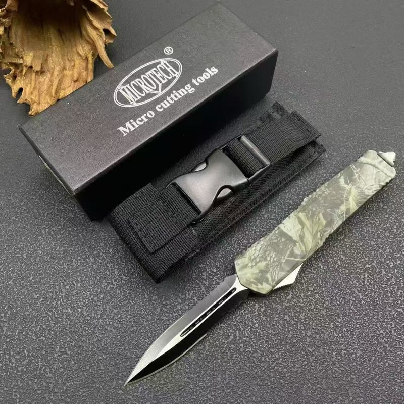 MT Combat Troodon Camo A07 AUTO OTF Knife 3.54" 440 Dagger Blade, Zinc Aluminum Alloy Handles