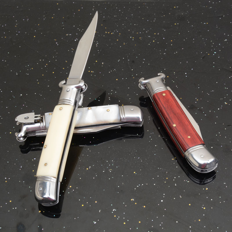Italy AKC Godfather Stiletto Mafia OTF AUTO Knife 3.62" 440c Steel Blade, Acrylic Handles