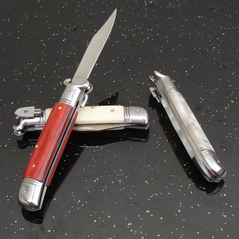 Italy AKC Godfather Stiletto Mafia OTF AUTO Knife 3.62" 440c Steel Blade, Acrylic Handles