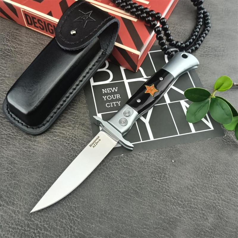 Russia Custom Patriot Auto Folding Knife 3.74" X12M Blade, Resin Handles