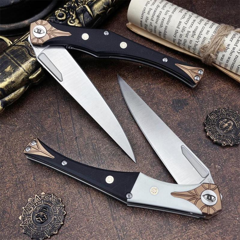 Russia Crawler Folding Blade Knife 5.12" D2 Blade, G10 Handles