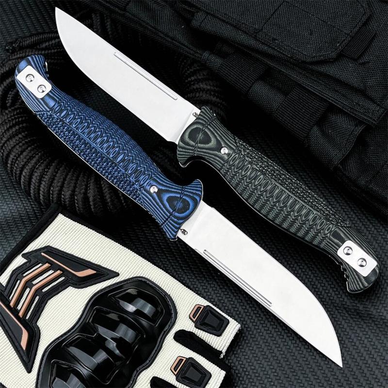 Russia Crawler Folding Blade Knife 4.61" D2 Blade, G10 Handles