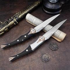 Russia Crawler Folding Blade Knife 5.12" D2 Blade, G10 Handles