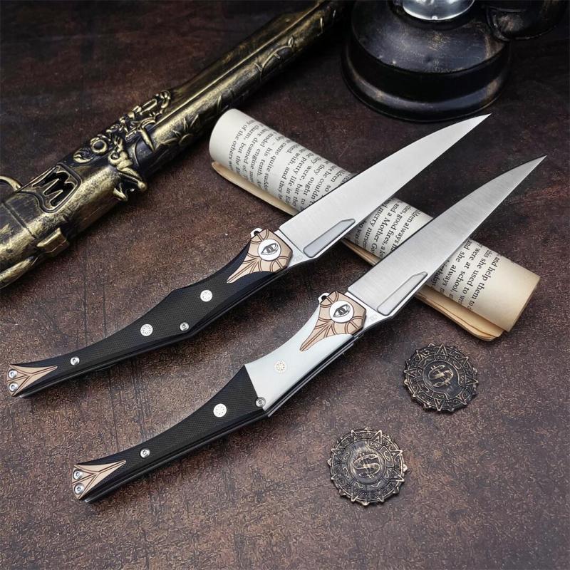 Russia Crawler Folding Blade Knife 5.12" D2 Blade, G10 Handles