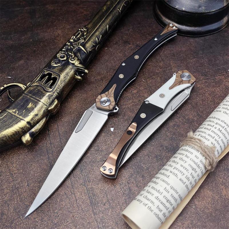 Russia Crawler Folding Blade Knife 5.12" D2 Blade, G10 Handles
