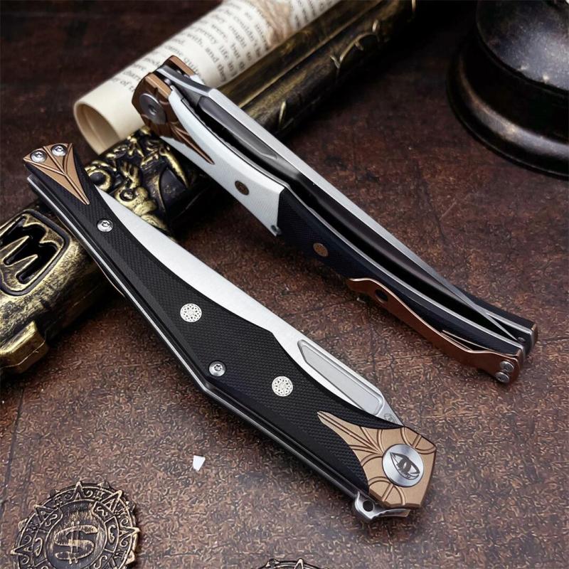 Russia Crawler Folding Blade Knife 5.12" D2 Blade, G10 Handles