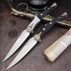 Russia Crawler Folding Blade Knife 5.12" D2 Blade, G10 Handles
