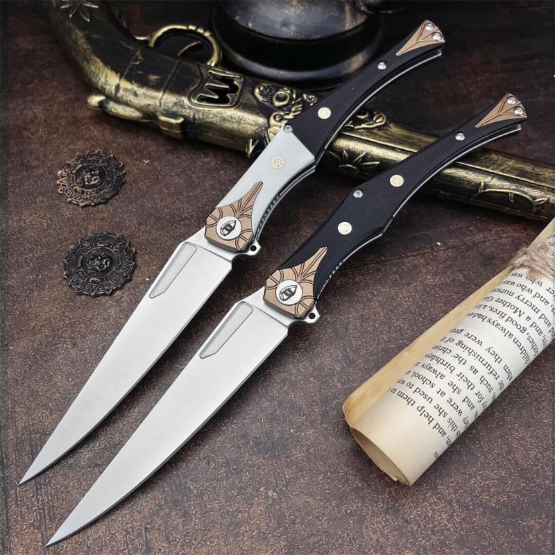 Russia Crawler Folding Blade Knife 5.12" D2 Blade, G10 Handles