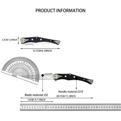 Russia Crawler Folding Blade Knife 5.12" D2 Blade, G10 Handles