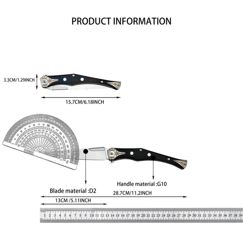 Russia Crawler Folding Blade Knife 5.12" D2 Blade, G10 Handles