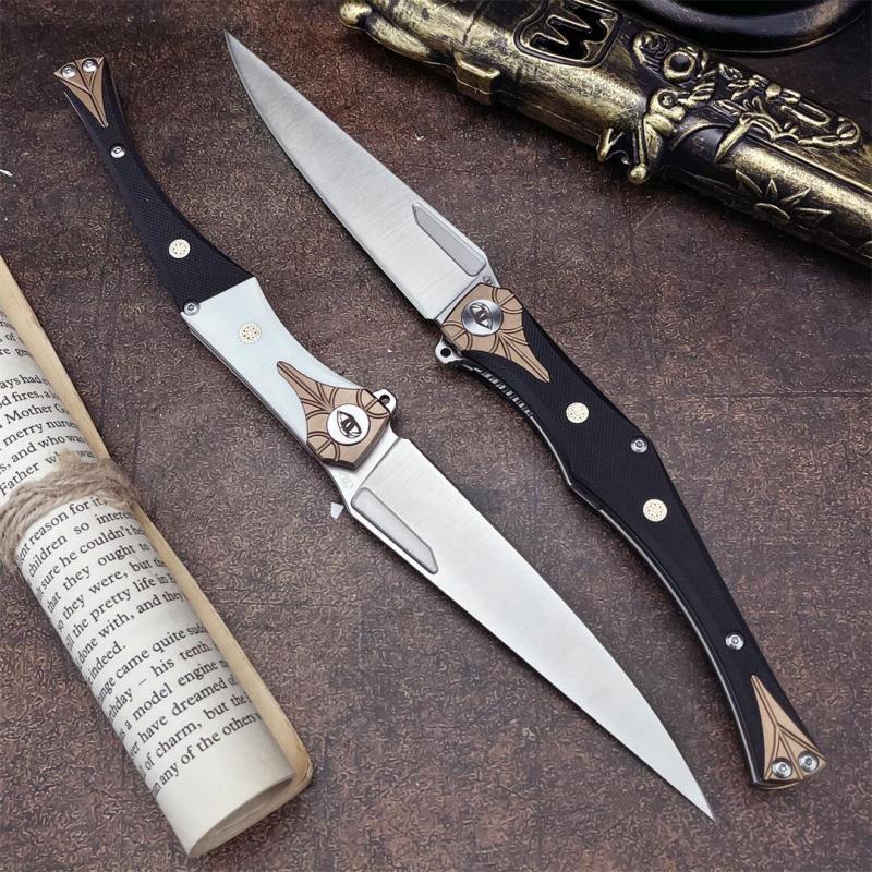 Russia Crawler Folding Blade Knife 5.12" D2 Blade, G10 Handles