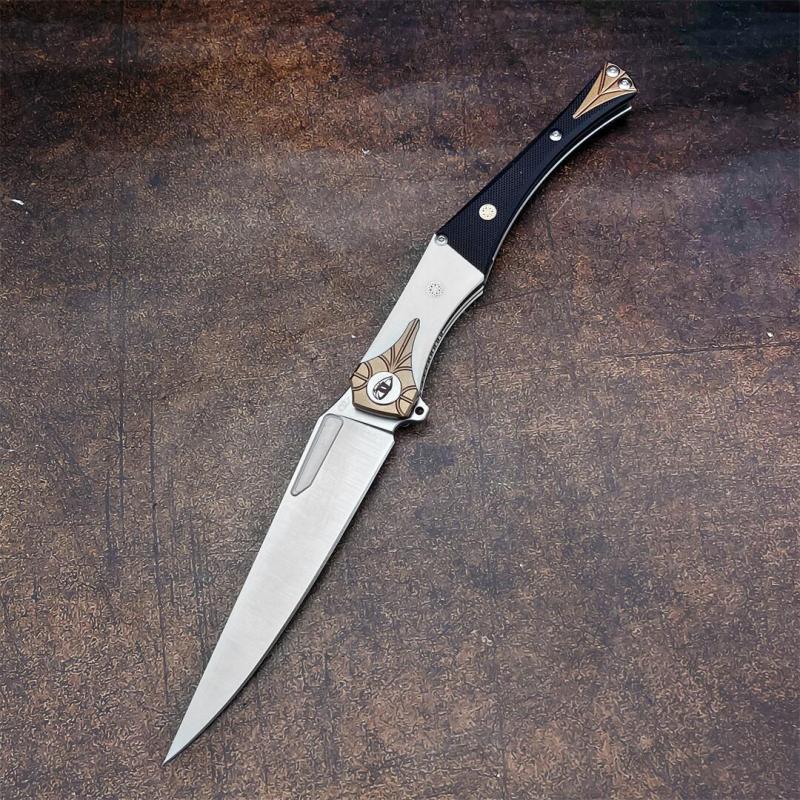 Russia Crawler Folding Blade Knife 5.12" D2 Blade, G10 Handles