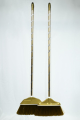 GV no.G2001 high grade metal golden broom set with carved steel handle