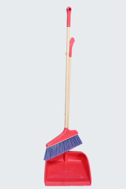 GV no.G8021 indoor floor cleaning set plastic broom and dustpan 3 color