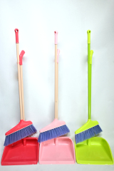 GV no.G8021 indoor floor cleaning set plastic broom and dustpan 3 color