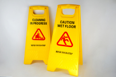 GV no.030Y two side yellow plastic warning sign board CAUTION WET FLOOR toilet cleaning notice