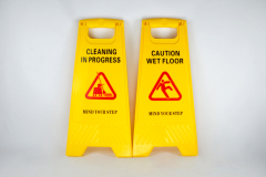 GV no.030Y two side yellow plastic warning sign board CAUTION WET FLOOR toilet cleaning notice