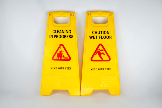 GV no.030Y two side yellow plastic warning sign board CAUTION WET FLOOR toilet cleaning notice