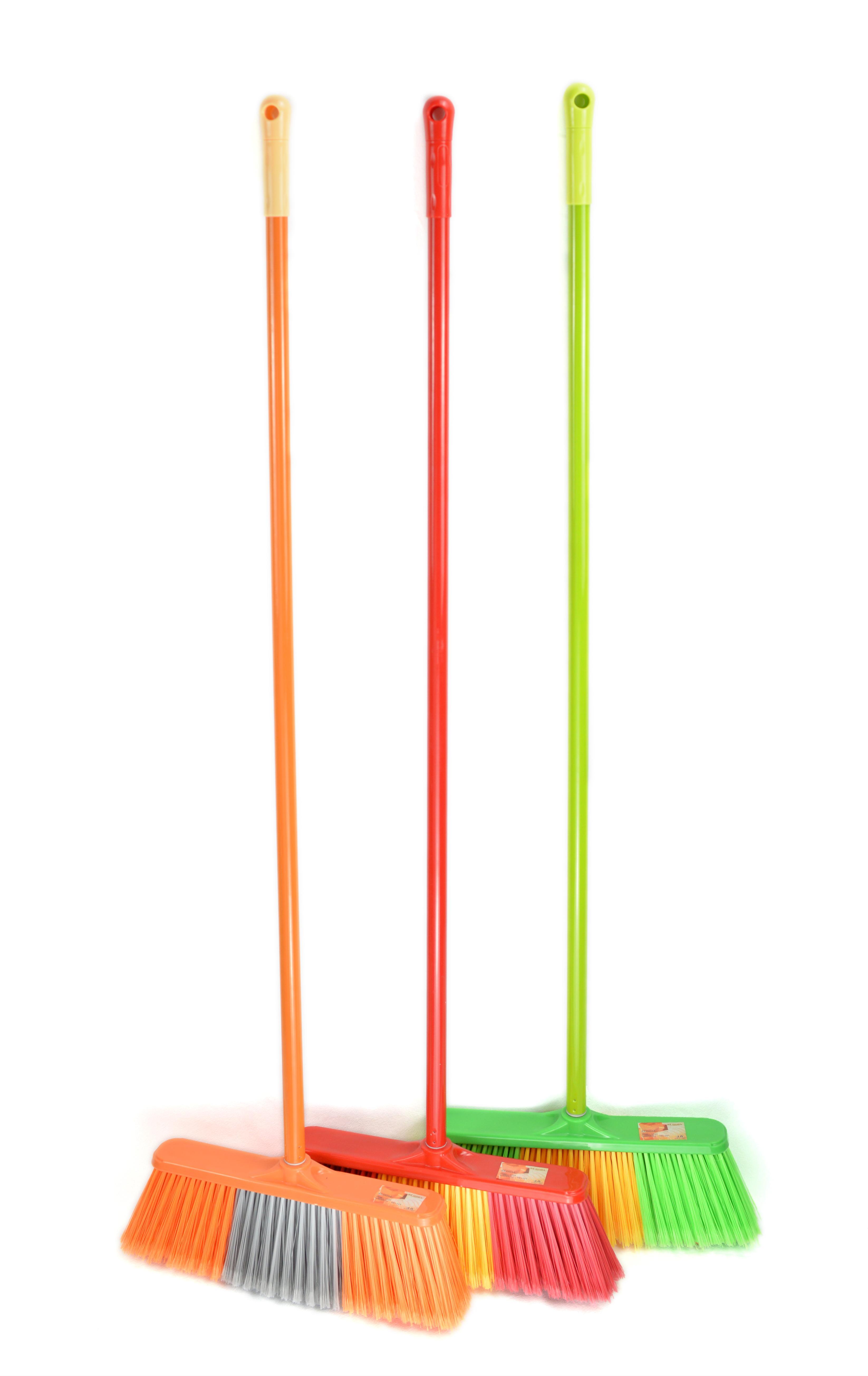 GV no.B2803 double color plastic broom with steel handle household floor cleaning