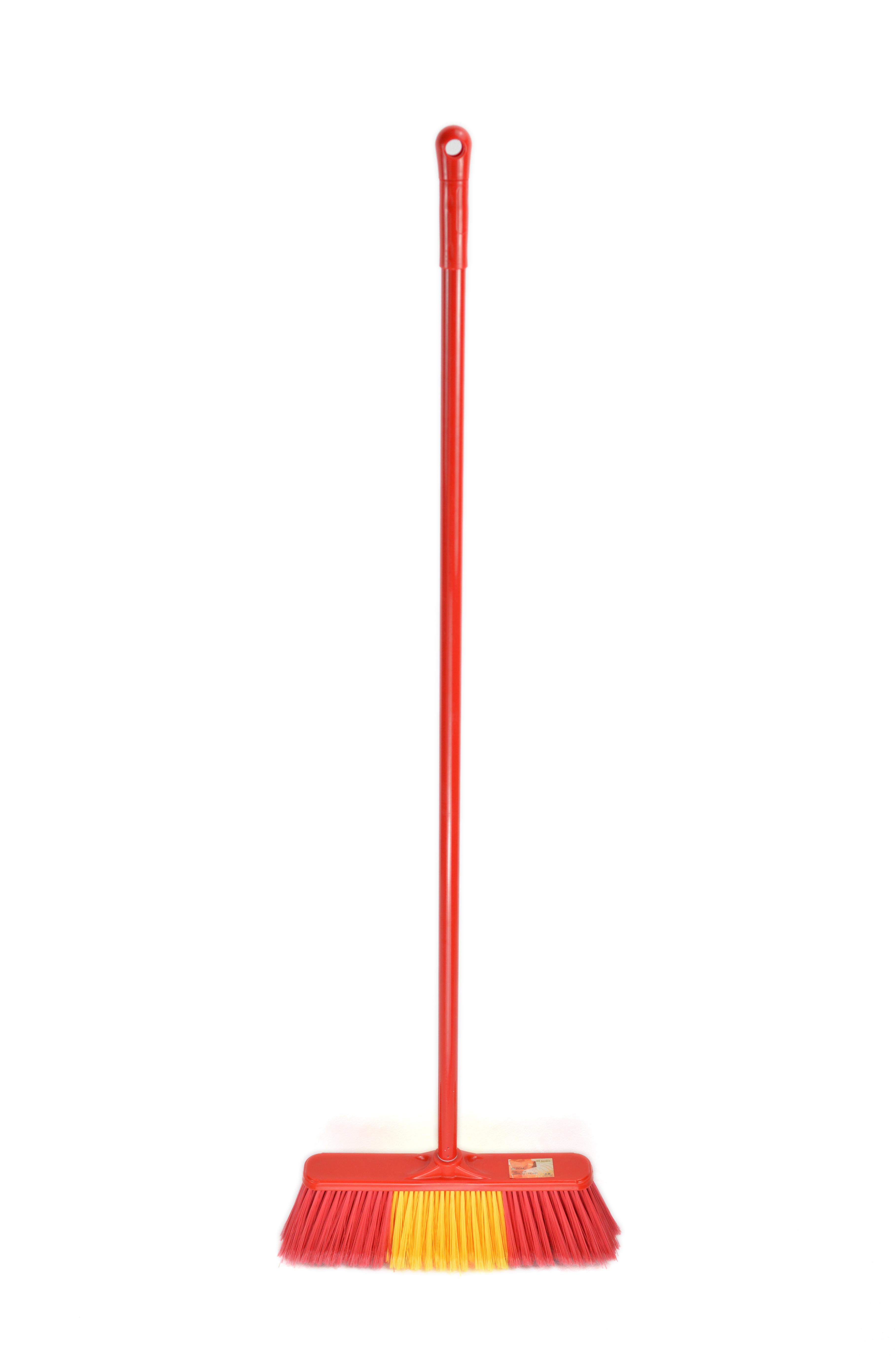 GV no.B2803 double color plastic broom with steel handle household floor cleaning