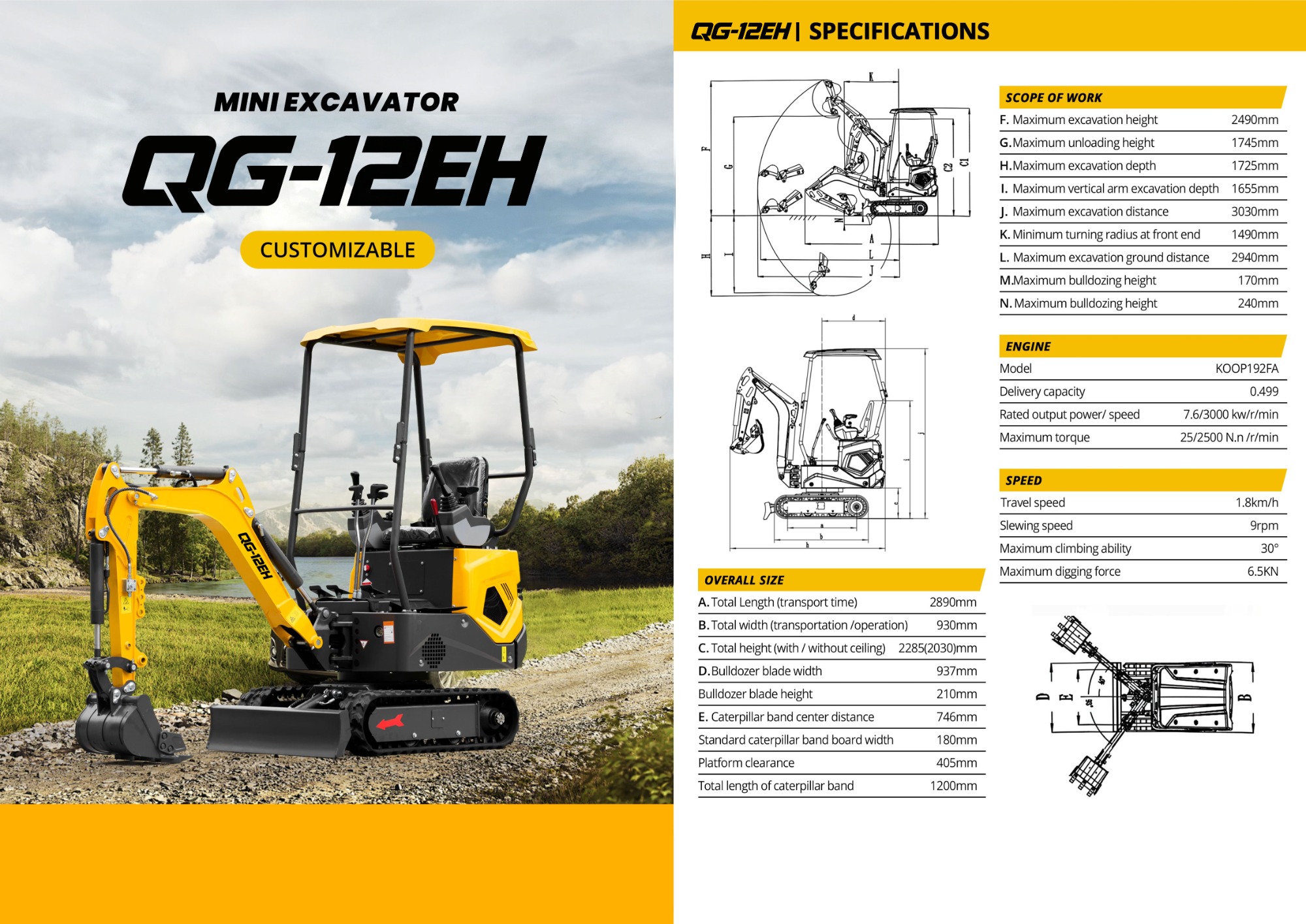 QINGONG QG-12EH MINI EXCAVATOR