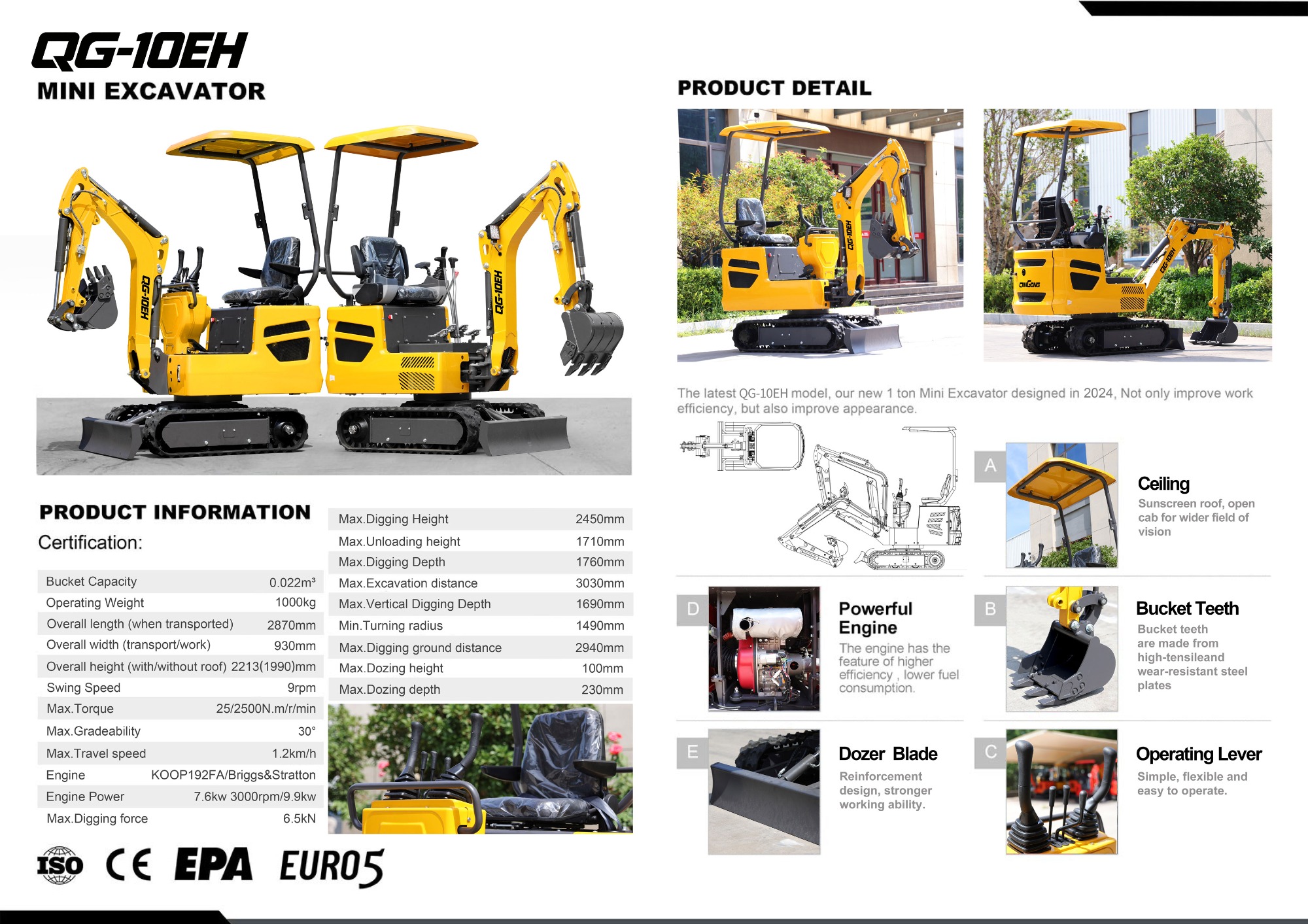 QINGONG QG-10EH MINI EXCAVATOR
